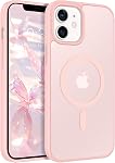 ROUMAYMAY pour iPhone 13/14 Boîtier, puissant magnétique [Compatible avec MagSafe] Protège militaire grade Slim Translucent Matte Skin Smooth Phone Case pour iPhone Couverture en rose de 13/14 6,1 pi