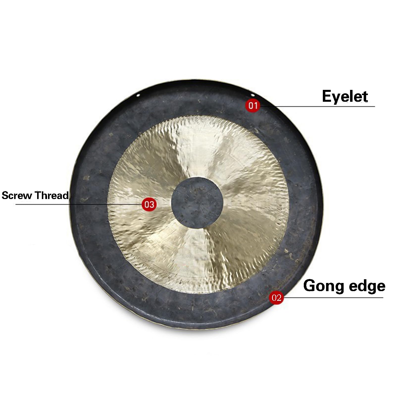 gong, Gong de latón, instrumento percusión, gongs viento chinos for terapia sonido, meditación y yoga, dorado, 40 cm(35cm)