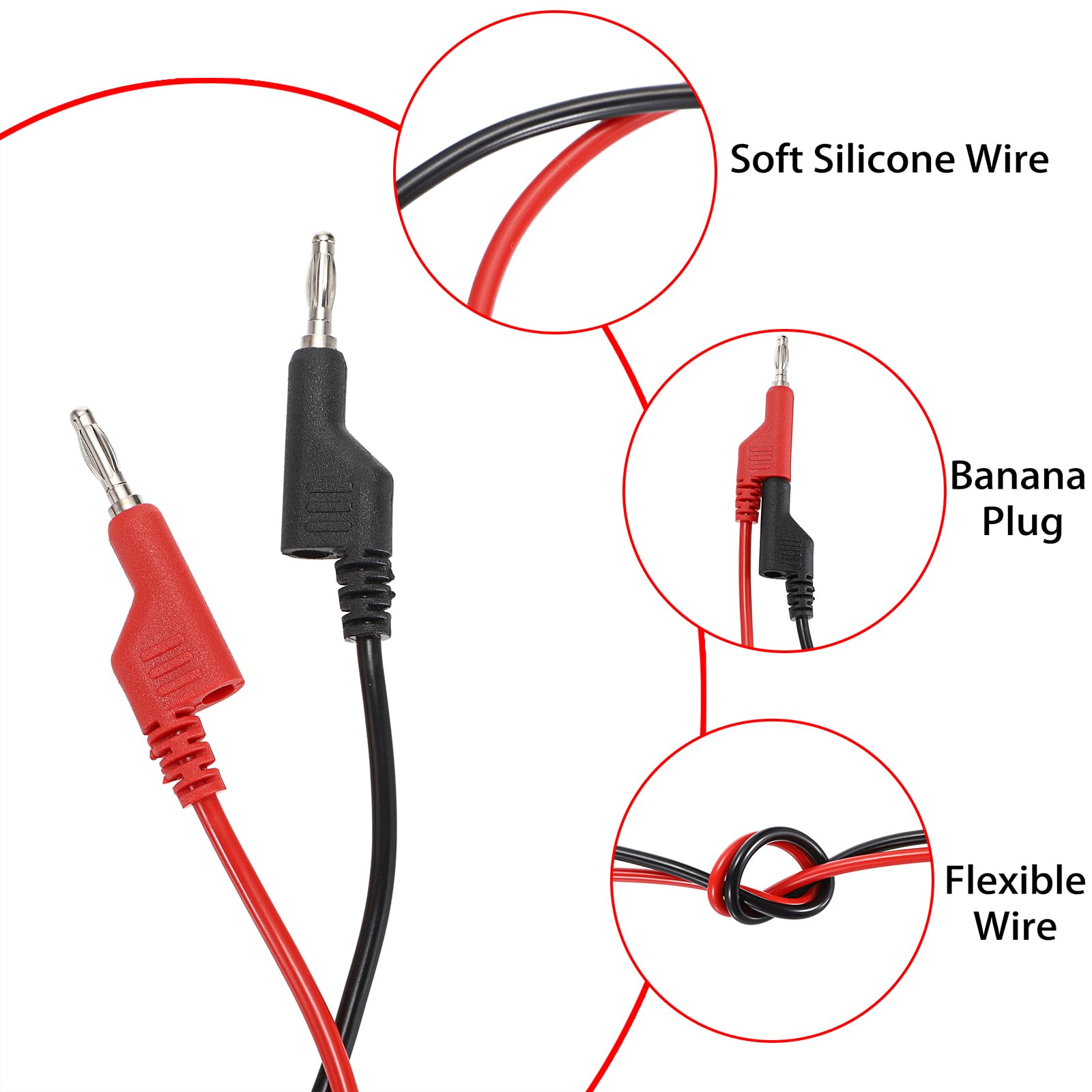 Sumnacon 4 Pcs 4mm Banana to Banana Plug Test Leads for Multimeter,3.3Ft/1M — Amazon image 4