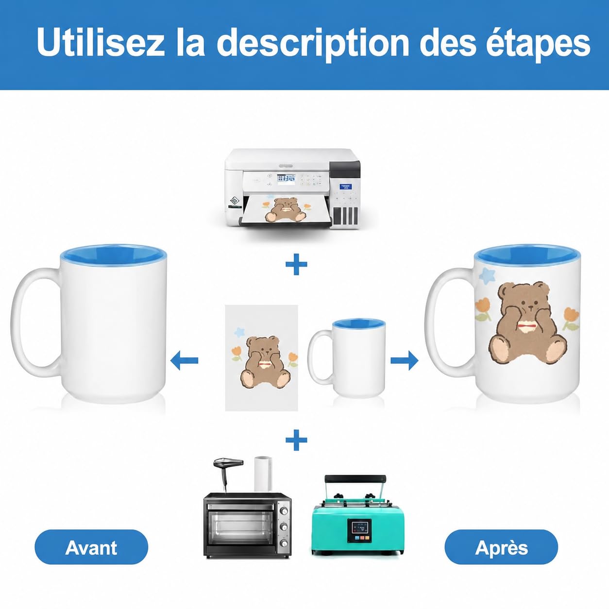 Set di 12 tazze bianche da 15 once con interno colorato - Tazze in ceramica personalizzabili per sublimazione - Tazze con manico per caffè, tè, latte, cioccolata calda, regalo fai da te