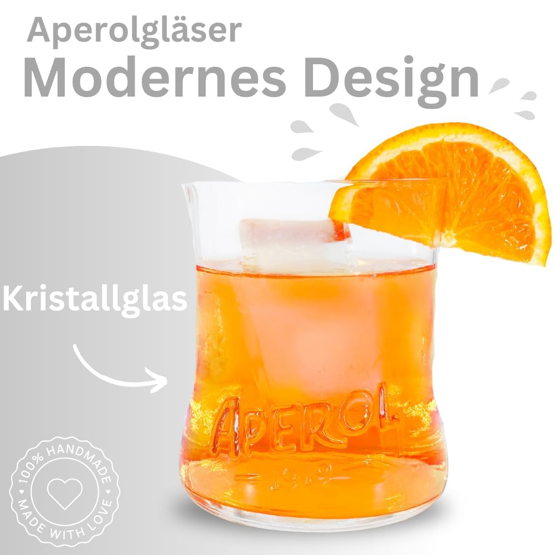 Maxito Aperol Spritz - Set di 2 bicchieri da cocktail dal design moderno, ideali come set regalo Aperol spray, set regalo per aperol
