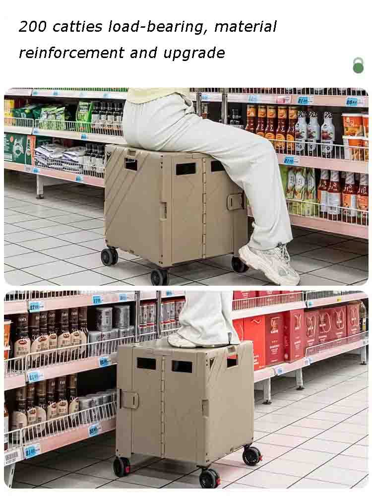 Carrello della spesa pieghevole multifunzione, carrello da supermercato con scatola portaoggetti, portatile per esterni, per generi alimentari, viaggi e campeggio