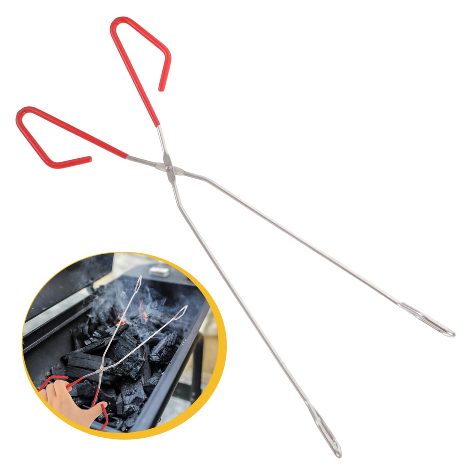 UKCOCO 3 Piezas Pinzas De Extendidas Póker Parrilla Agarrador De Troncos Carbón Asado Pozo De Para Acampar Hoyos Herramienta Cocinando Cámping Largo Registro Acero Inoxidable