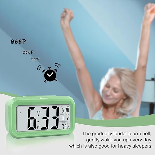 Miniatura 6 de Miowachi Reloj despertador digital para dormitorios, funciona con pilas, repetición, luz nocturna, fácil configuración, reloj pequeño para niños,