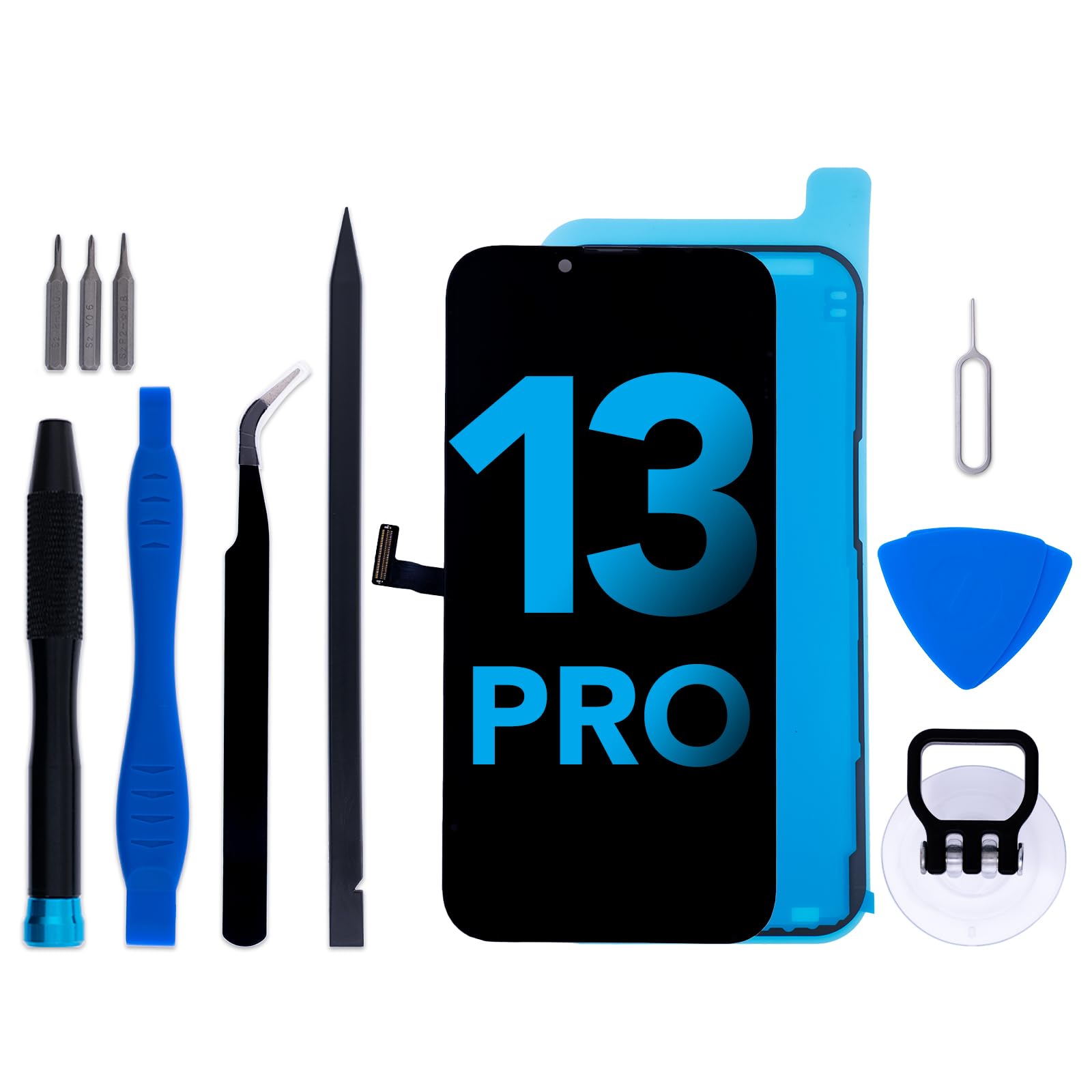 for iPhone 13 Pro Screen Replacement kit 6.1" LCD Display Touch Digitizer Assembly with Frame Adhesive and Repair Tools Compatible with A2483 A2636 A2638 A2639 A2640