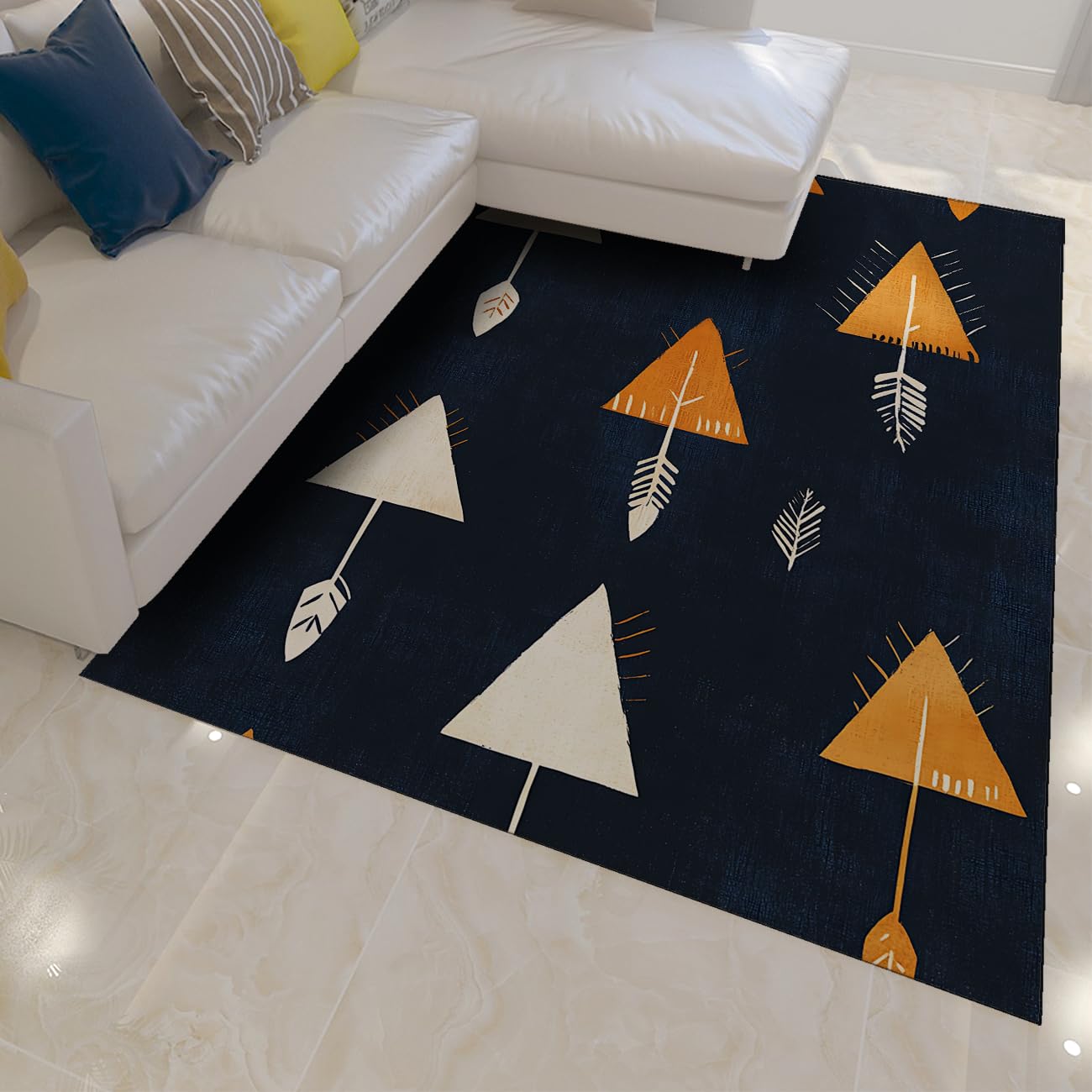 Tapis bohèmes bleu marine 80x120 cm à motif tribal géométrique pour cuisine et bureau