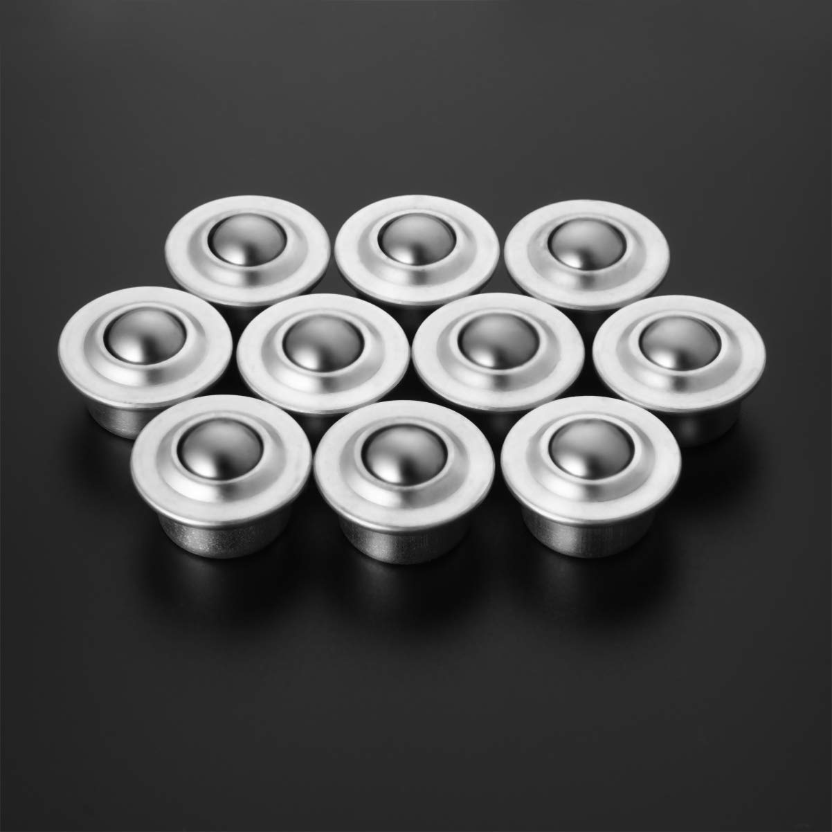 BESTOMZ Roulement Convoyeur Unité de roulement à Billes de Transfert en Acier Inoxydable Base Universelle en Métal Roulettes à Billes Montées 10PCS