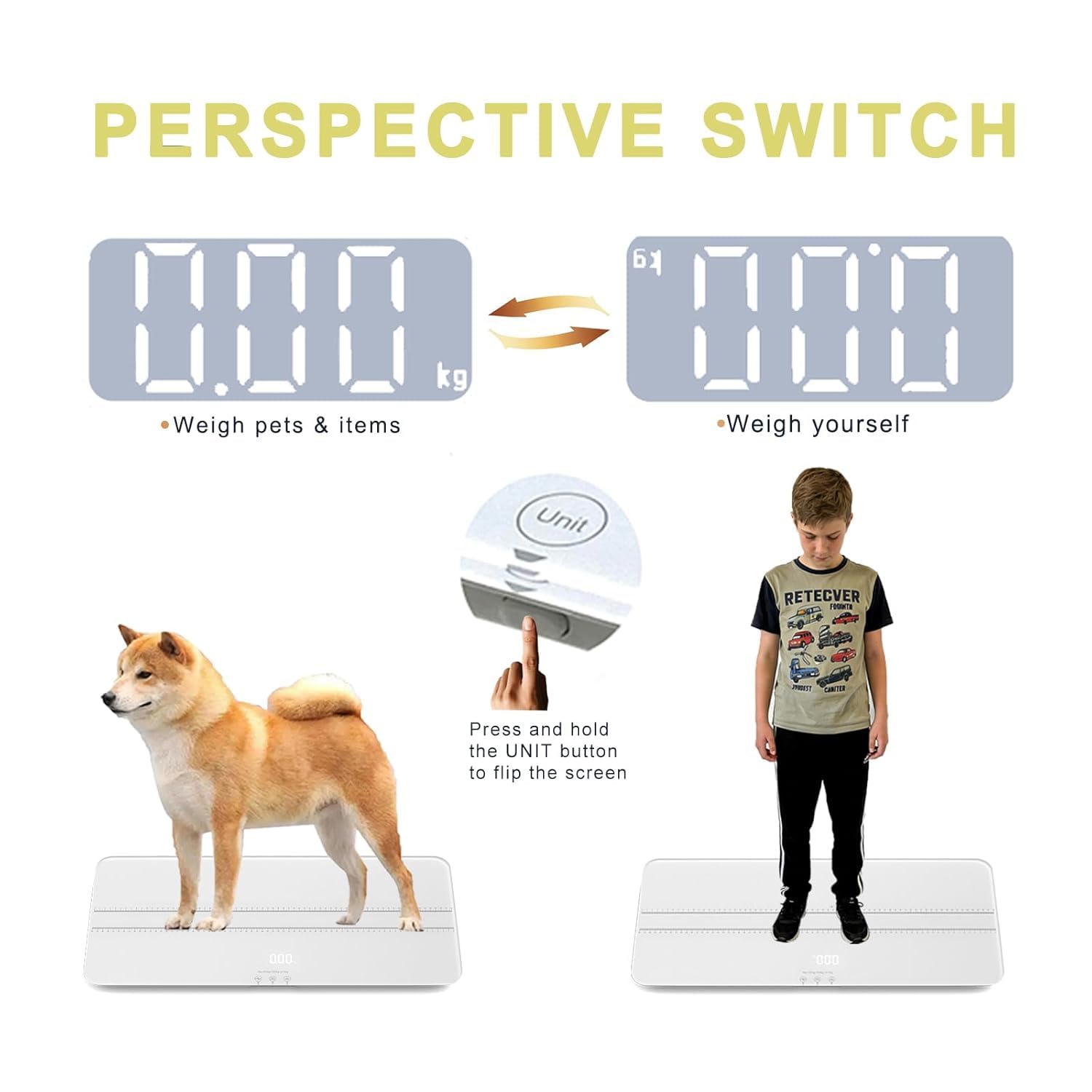 Báscula digital para mascotas para perros y gatos, gran báscula para perros, máx. 220 libras, versión recargable, 3 modos de pesaje libras, kg, st, precisión 10 g, 27,16 x 12,99 pulgadas