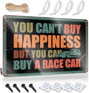 Mens Room Sign You Can't Buy Happiness But You Can Buy A Race Car Tin Sign Funny Alcohol Signs Funny Kitchen Signs(20X30CM)