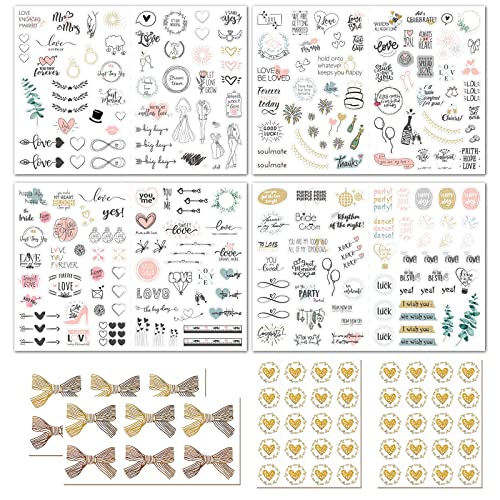 Clear Wedding Scrapbook Stickers For Planner Envelope Invitation Bridal Baby Shower Favors Engagement Anniversary Calendar Bullet Journal Guest Book Love Letter Thank You Card Transparent Vinyl Label #TOP3