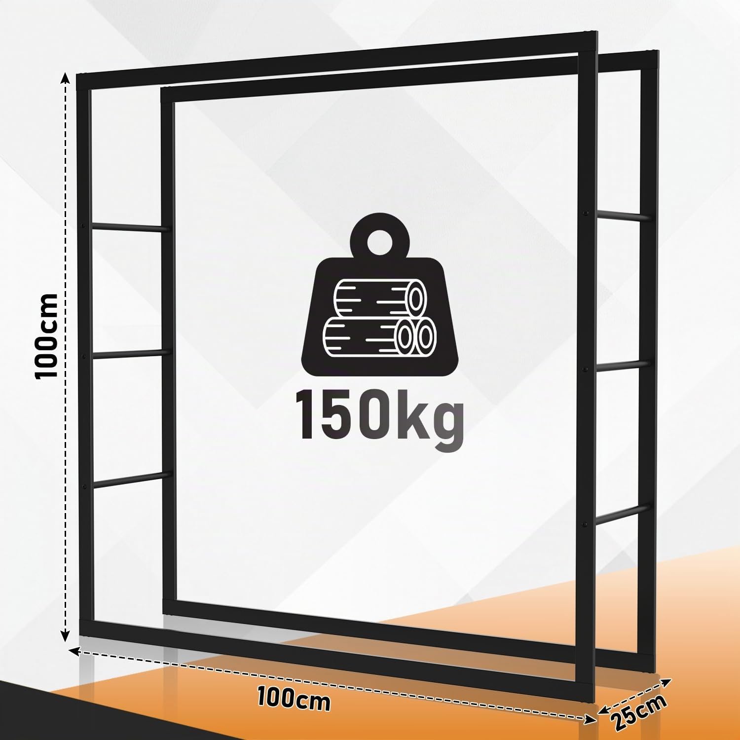 Kaminholzständer Kaminholzregal Aussen 100x100x25cm Extra Großes aus Metall Brennholzregal für Innen & Außen Holzlager für Holzscheite