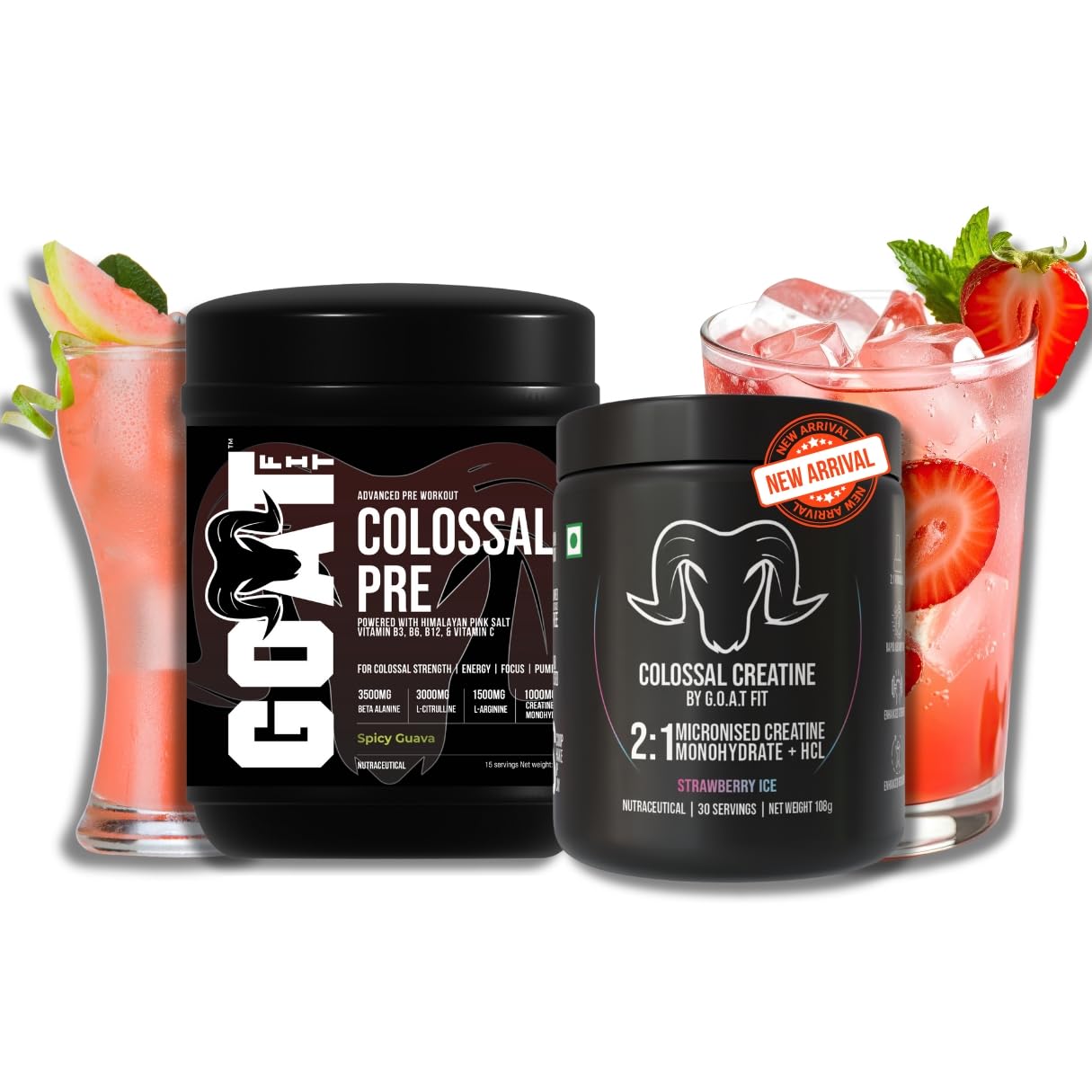Colossal Pre Workout with Colossal Creatine 2:1 (Micronised Creatine Monohydrate + HCL) Combo | Energy, Strength & Muscle Power | Spicy Guava & Strawberry Ice-picture-26