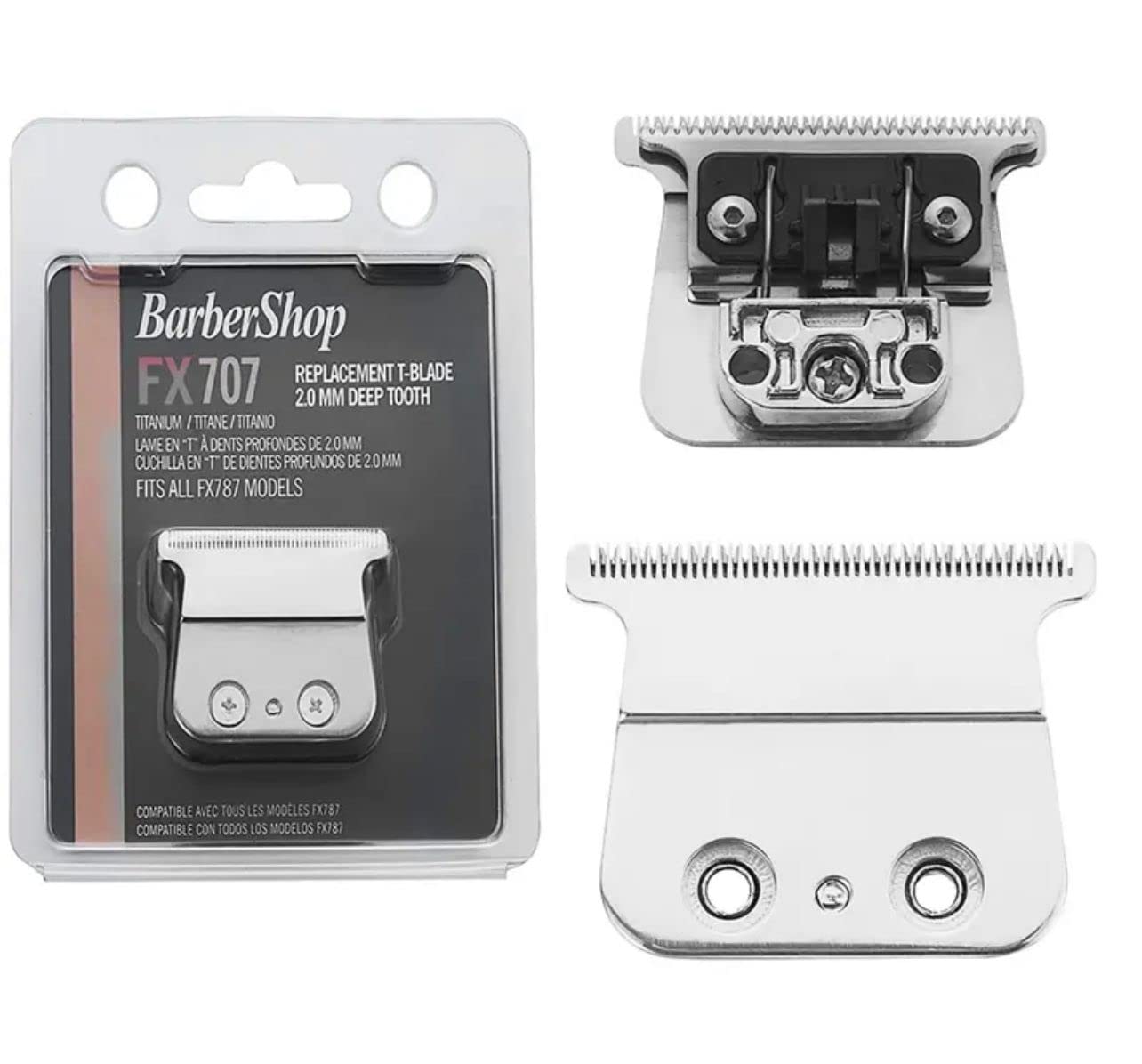 TB-PROFX Skeleton Replacement Trimmer Blade | Competible FX787 FX726 | Titanium Gold Black Silver Blades | Outliner Hair Trimmer (Silver)