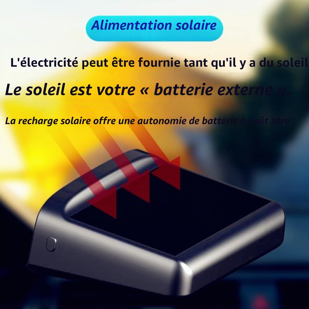 Compteur de vitesse solaire pour voiture, affichage tête haute, GPS et compteur de vitesse numérique avec détection de lumière intelligente HUD, noir, 11,5 x 4,5 cm