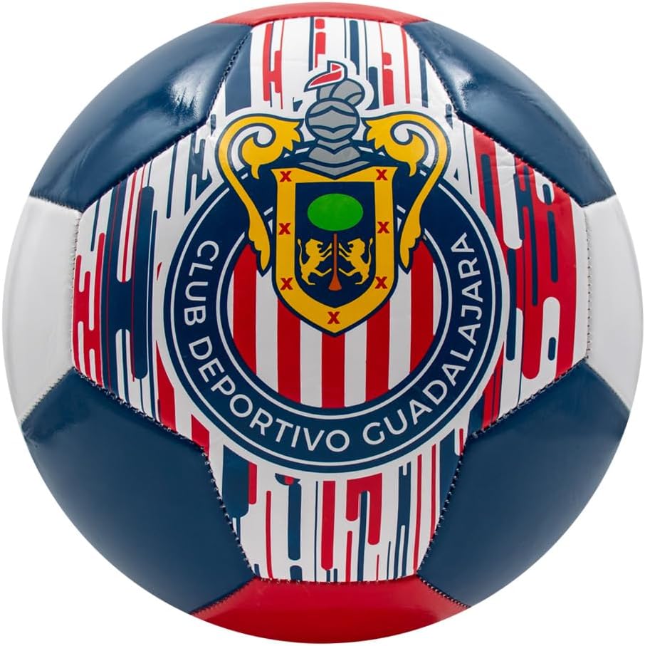 Voit Club Guadalajara Official Merchandise, Size 5 Soccer Ball, Machine-Stitched for Durability, Recreational Use, Perfect for Chivas Fans, Red Color, Ideal for Grass Surfaces S100