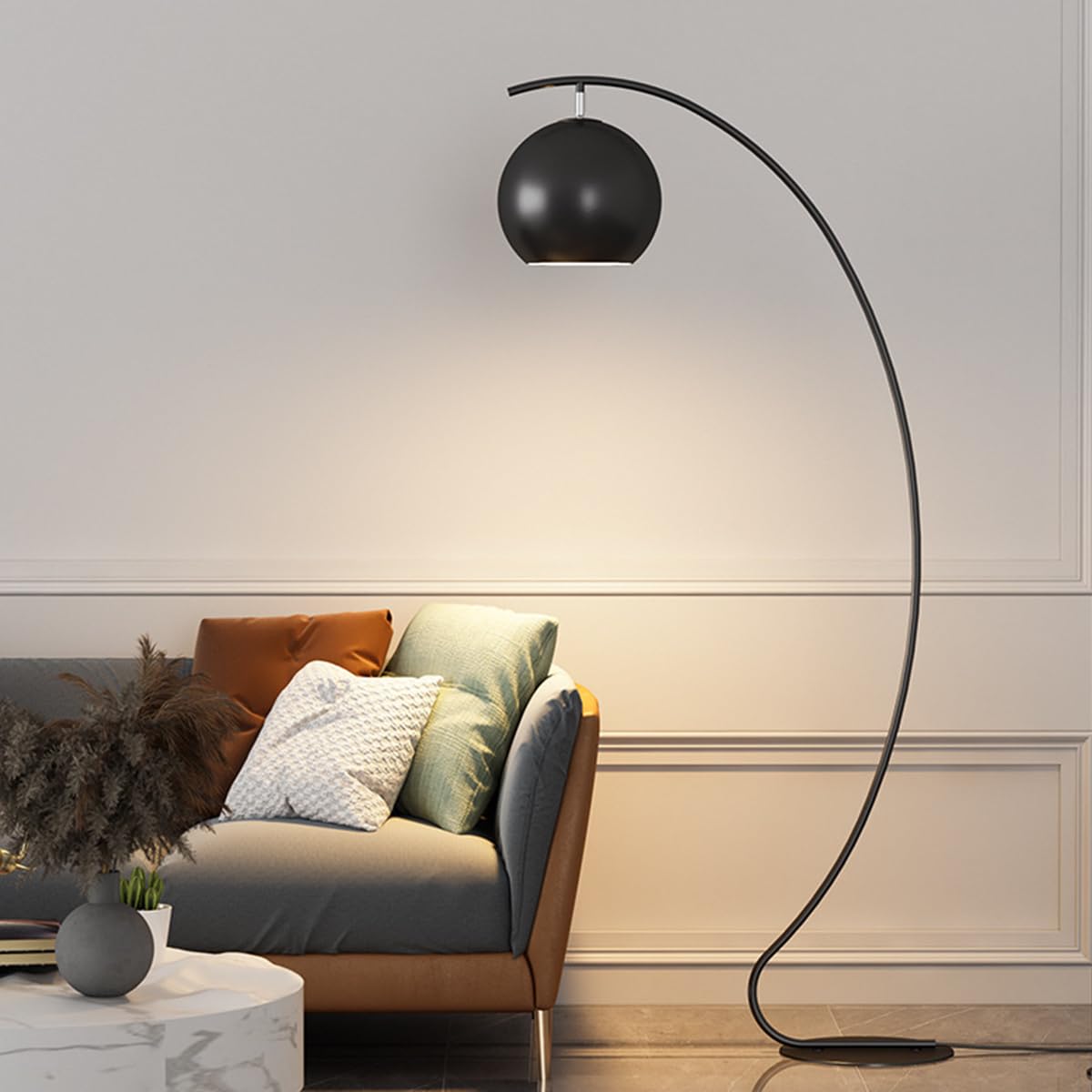 HGJHJJHK 72" Modern Arc Floor Lamps Simple Design Tall Yellow Floor Lamp Metal Standing Lamp with Adjustable Hanging Lampshade Over Couch Arched Reading Light for Bedroom Office Classroom