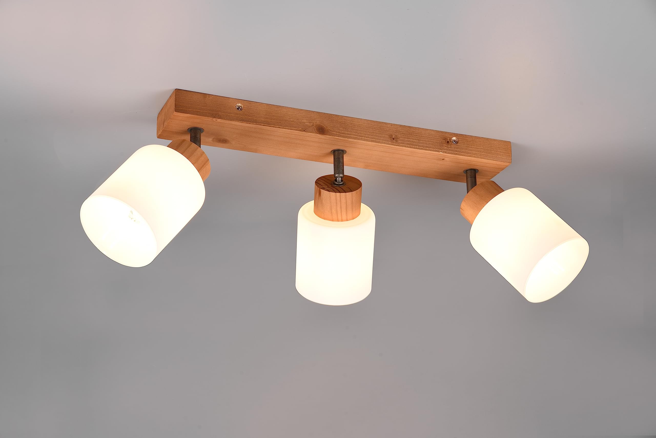 Reality, Faretto, Assam 3xE14, max.25,0 W Vetro, Bianco, Finitura: Legno naturale, Naturale L:45,0cm, L:10,0cm, A:21,0cm Montaggio sia a parete che a s,IP20,Senza illuminante