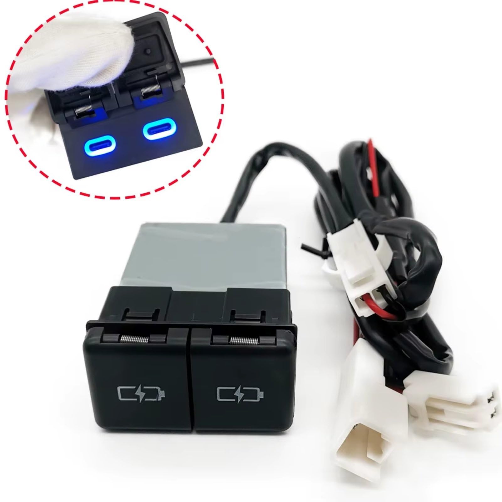 Porta USB Center Compatibile Con Toyota Per Camry Per Avalon Auto Caricabatterie Presa Antipolvere Doppia Presa Ricarica PD Tipo C Ricambi Auto