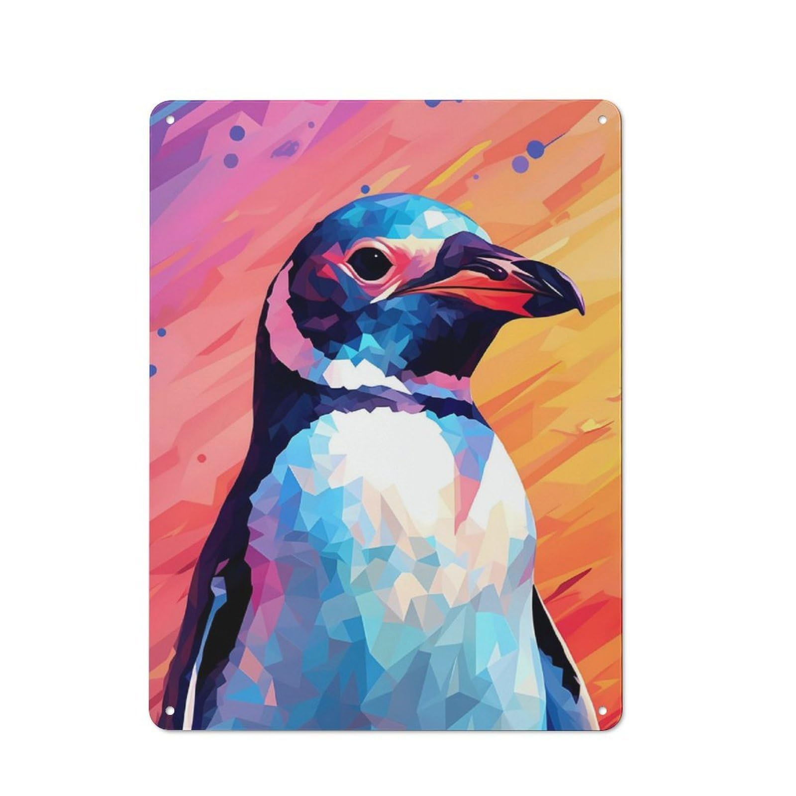 Junmoney Penguin Cute Rustic Tin Wall Plaque 40X30cm For Home Bar Wall, For Vintage Wall Decor Fans, For Living Room And Hallway Decor