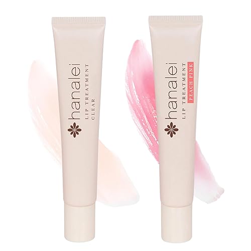 Paquete de tratamiento de labios (rosa claro y melocotón) por Hanalei, fabricado con aceite de Kukui, manteca de karité, agave y aceite de semilla