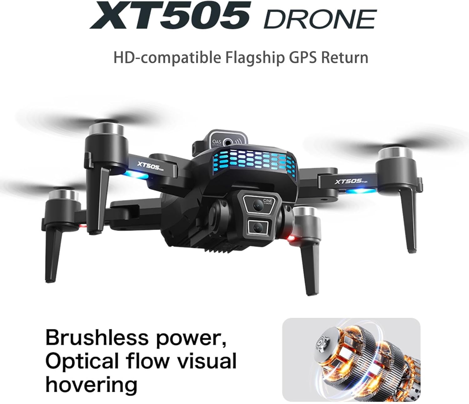 4K GPS Drones with Camera, Brushless Motor Obstacle Avoidance 20 Mins Flight Time Gesture Photography Precise Positioning Custom Routes Intelligent Following for Adults and Beginners Black