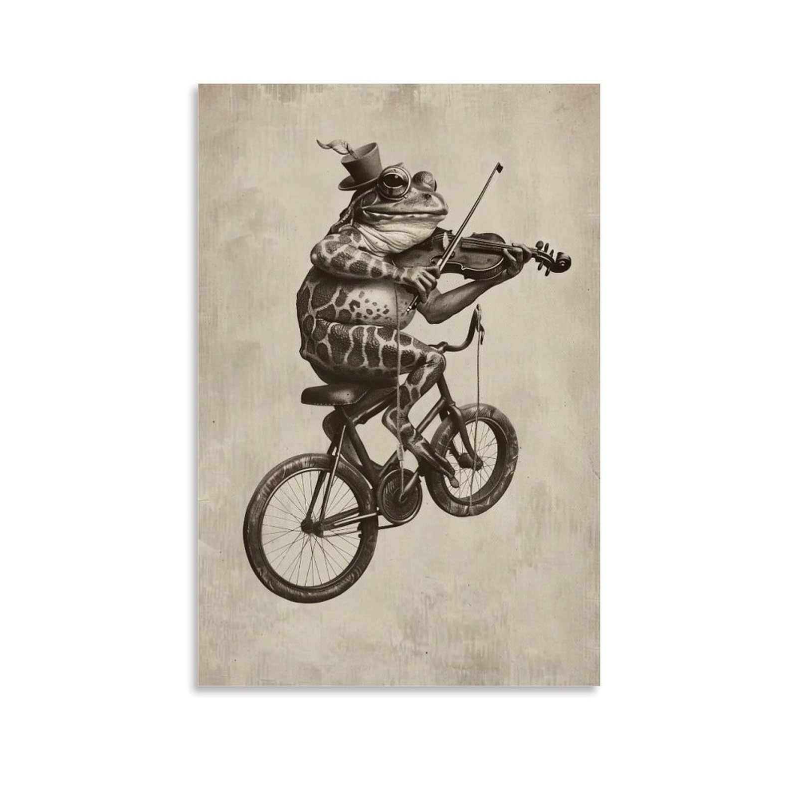 HUERYRYHY Whimsical Unicycle Violin Frog 04 Poster Wall Art Canvas Vintage Aesthetic Painting Decor for Rooms 20x30inch Unframe-style