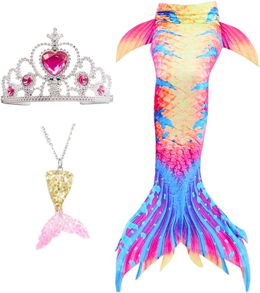 Mermaid Tail Tails Swimmable Costume Swimsuit for Girls Swimming (No Monofin) : Clothing, Shoes & Jewelry