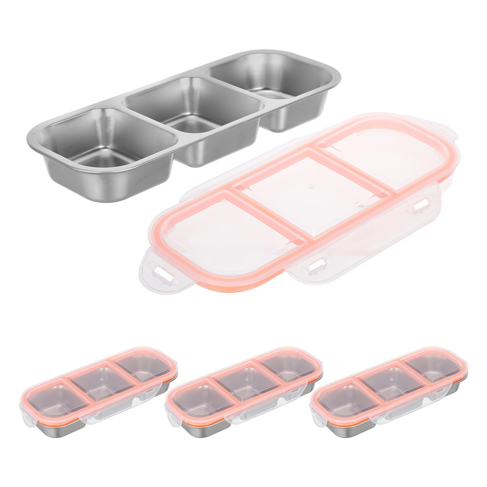 Caja Bento de Acero Inoxidable para Refrigerios de 3 Compartimentos 600 Ml