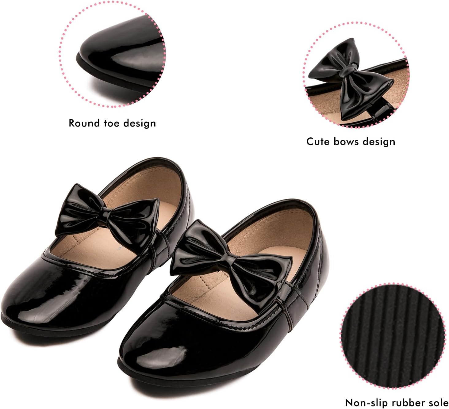 LM Toddler/Little Girls Mary Jane Shoes Dress Shoes Bow Ballet Flats for Wedding, Party, School for Toddler Little Kids image 3
