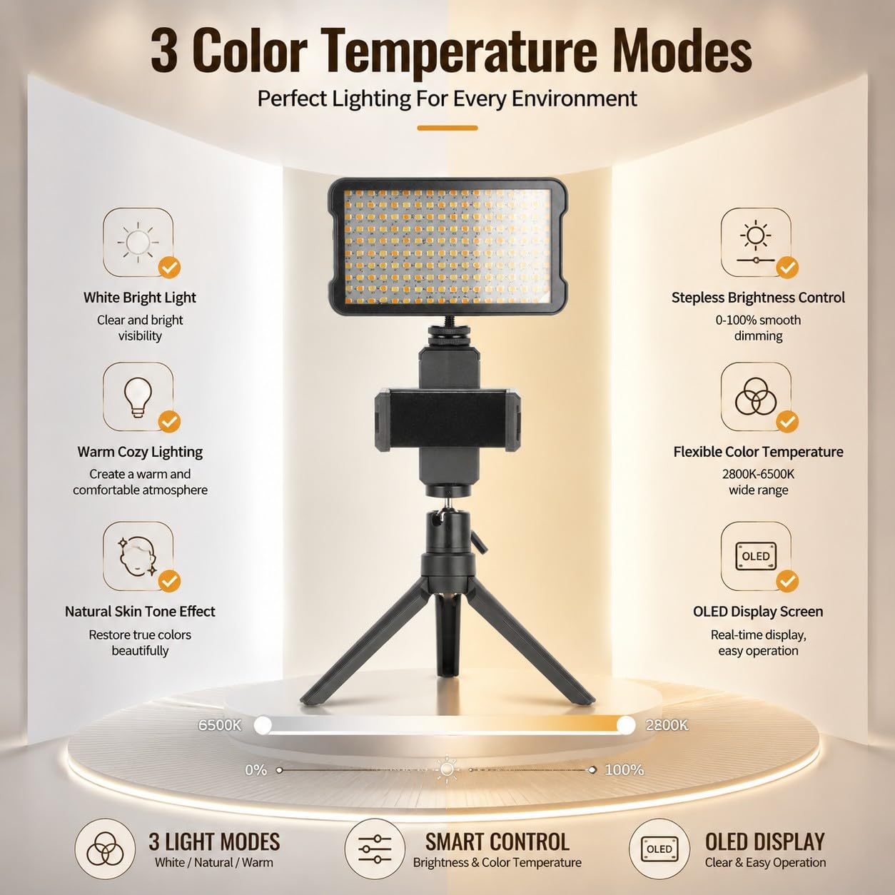 Tattoo Lampe mit CPL Filter Handy, polarisiertes LED Fülllicht mit 180 LEDs und Stativ, kabelloses Tattoo Foto Set für Handy Fotografie, Live-Streams, Selfies und Tattoo Zubehör