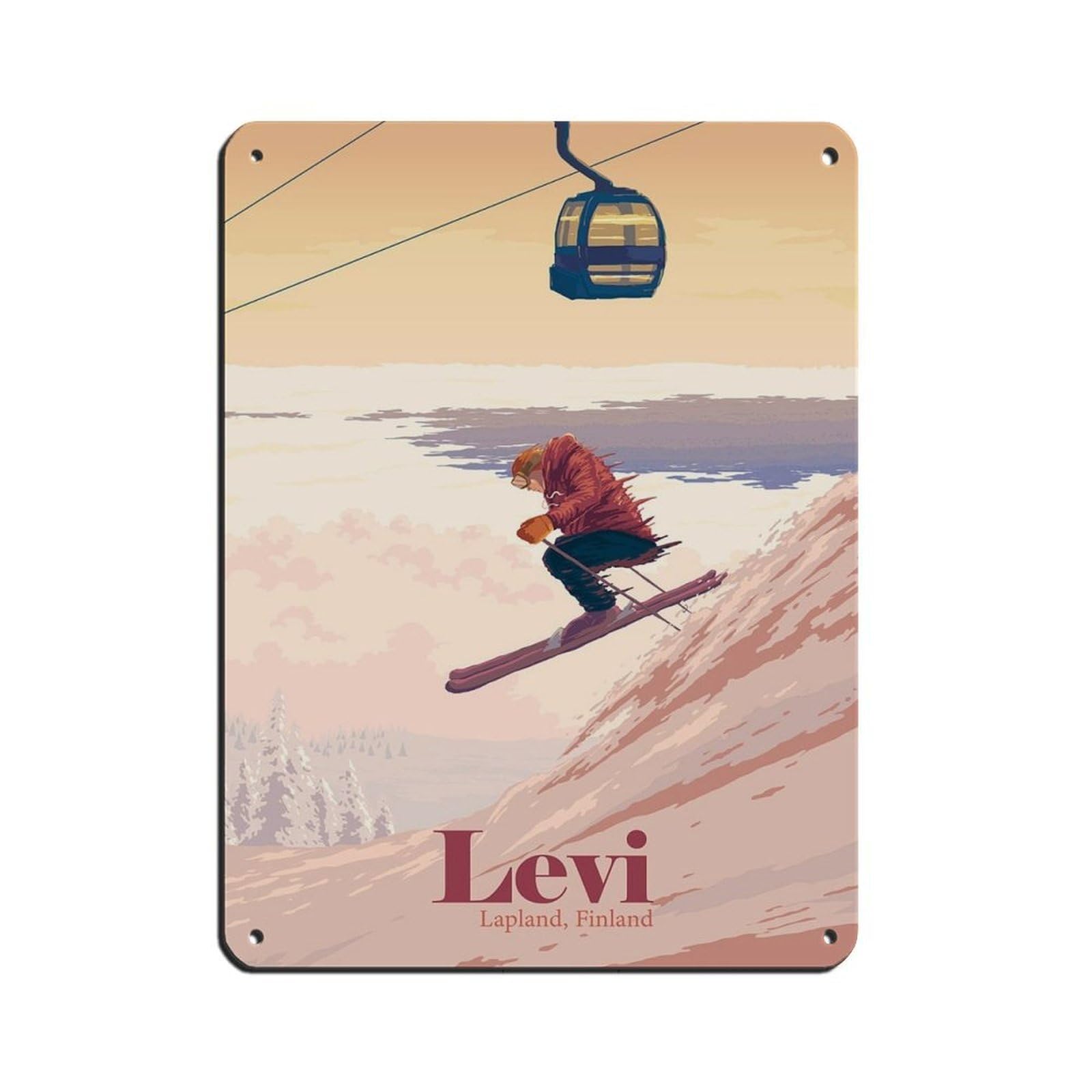 Affiche rétro en métal Levi Laponie pour déco de bar et garage vintage