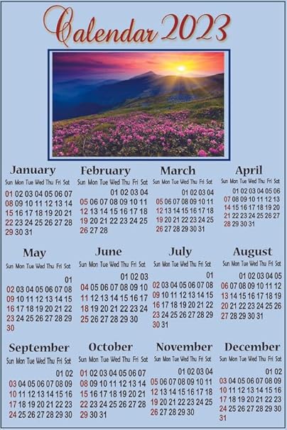 Yellow Alley 2023 Calendar Poster|Flowers Valley Nature Poster For Decoration|1 Piece|Wall Decor