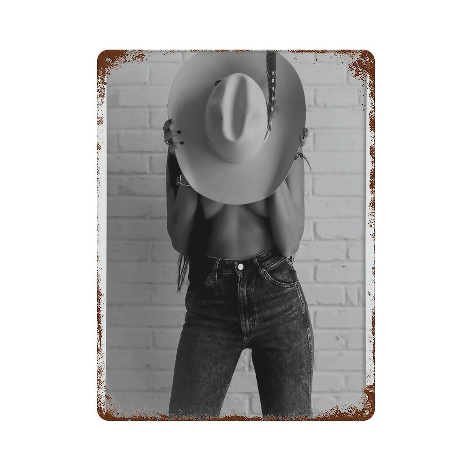 xiaoxiaoshen Vintage Cowgirl Photo Nude Woman, Wild West Wall Decor Art Metal Tin Poster Modern Home Decor Art Home Bar Shop Decorations Vintage Sign 40x30cm