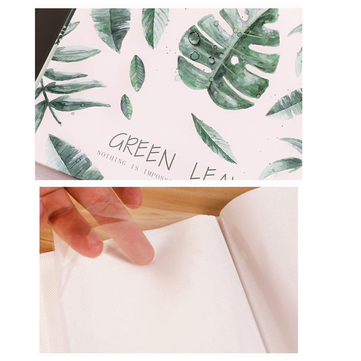 Jinshen Album Photo 200 Pochettes avec Feuilles Vertes 12,7 cm Compatible avec Appareil Photo instantané Fujifilm Instax Wide 300 210