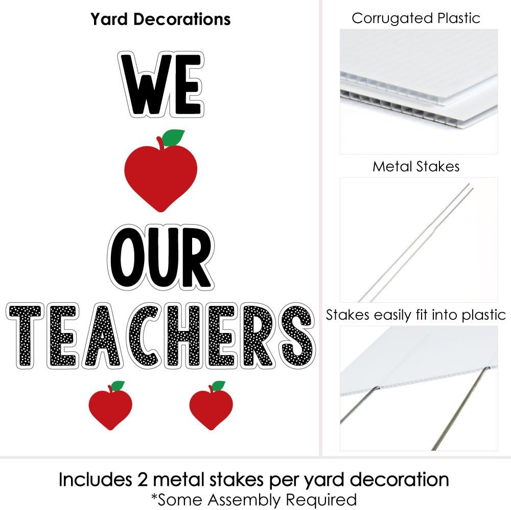 Big Dot of Happiness Teacher Appreciation - First & Last Day of School Yard Sign, Outdoor Lawn Decorations, Thank You Teachers Yard Signs - We Love Our Teachers Decor