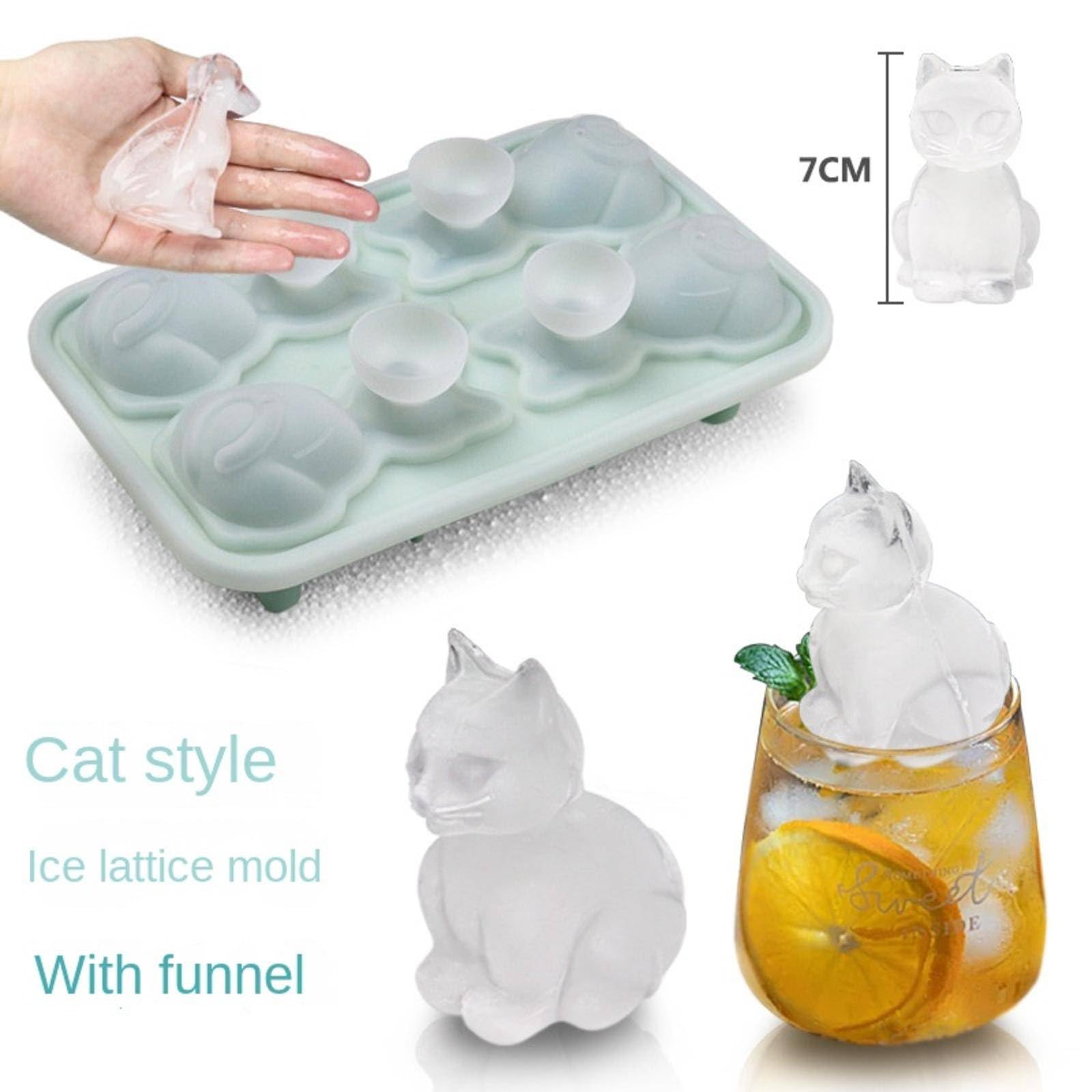 Stampo Per Cubetti Di Ghiaccio In Silicone, 2 Pezzi, Forme Di Gatto E Cane 3D, Con Coperchio, Per Cocktail E Whisky - 4