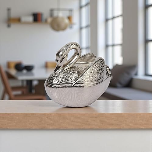 Miniatura 9 de Alisveristime Zamac Azucarero con tapa inspirado en el otomano turco con forma de cisne, 13.4 onzas, color plateado