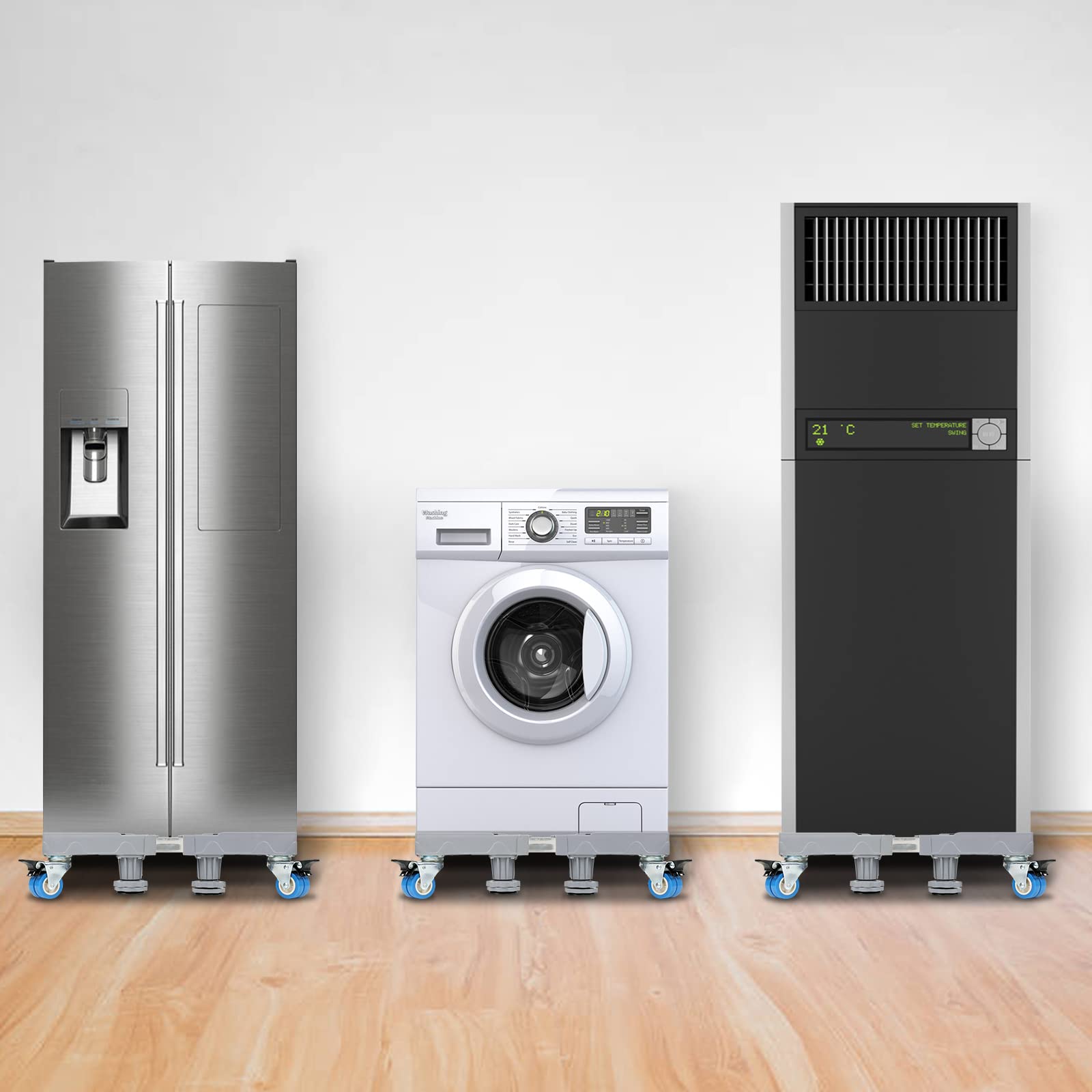 Verstellbare Waschmaschinen Untergestell Beweglich Sockel, Trockner Sockel Untergestell Podeste & Rahmen für Gefrierschrank,（40-68CM Einstellbare）