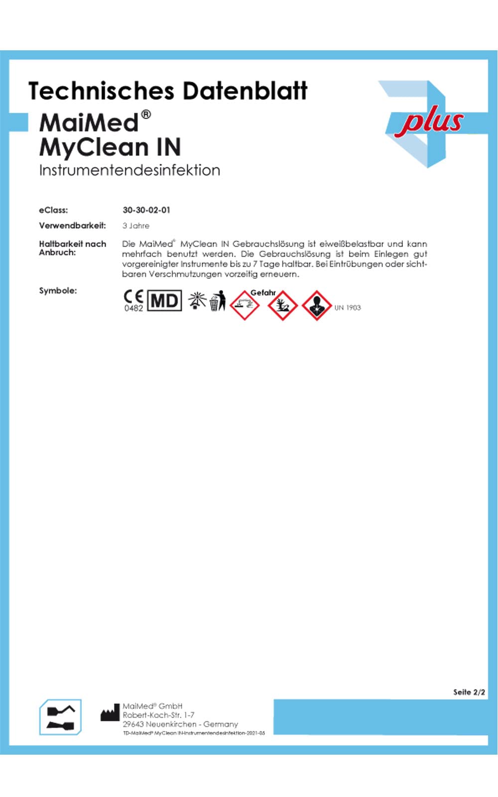 Maimed - MyClean IN Instrumentendesinfektion Ultraschallreiniger Sterilisator für Instrumente im Ultraschallbad 1l Konzentrat