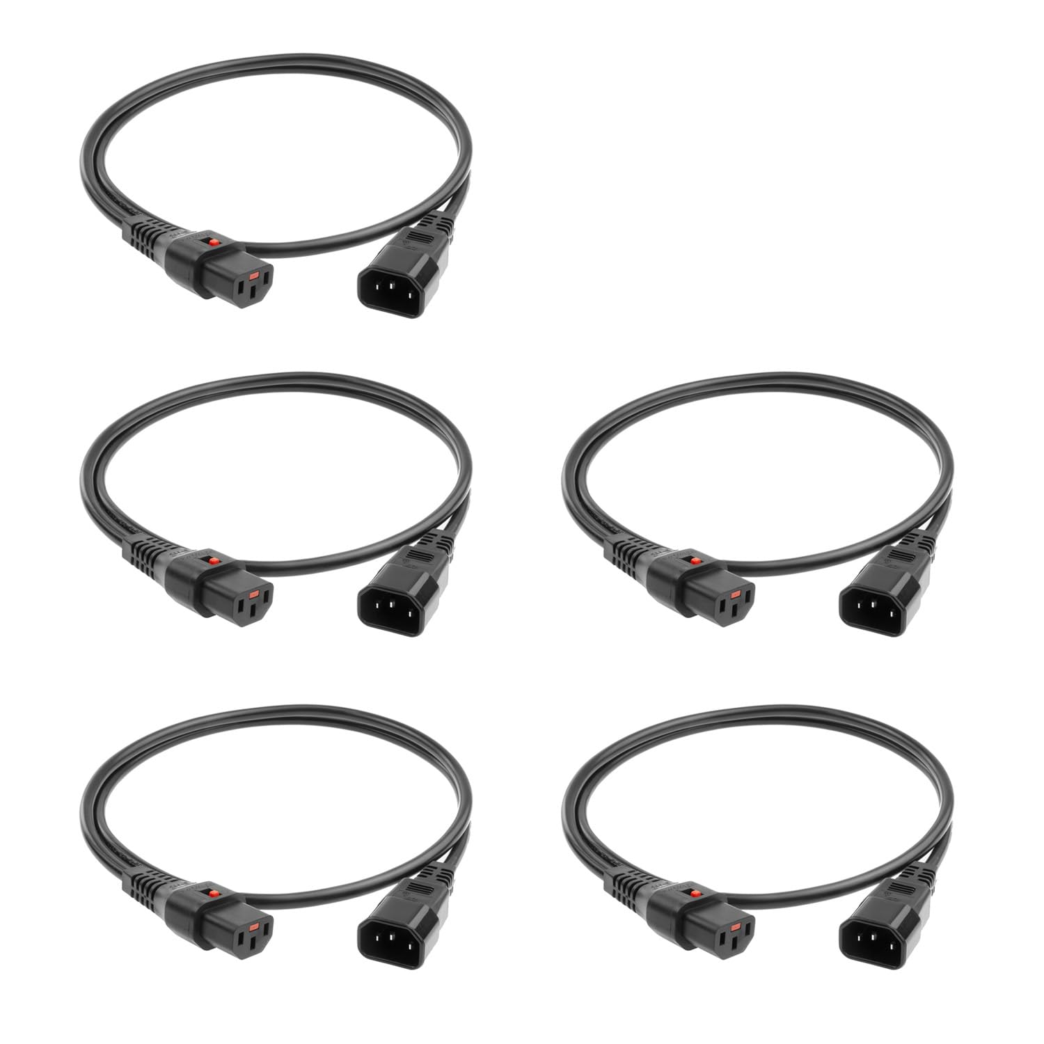 Cavo di alimentazione C13 IEC Lock secondo C14, 2 metri, connettore C13, connettore C14, 10 A, 250 V, cavo di prolunga IEC Lock, confezione multipla da 5 pezzi – AK5328