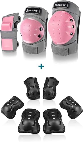 BOSONER Juego de rodilleras para adultosniños, coderas, protectores de equipo de protección para ciclismo, ciclismo, patinaje, bicicleta, scooter,