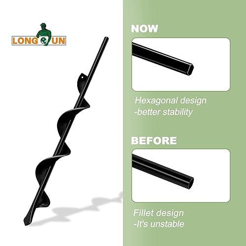 Miniatura 5 de LONGRUN Broca de taladro para plantación de 17 x 15 pulgadas taladro en espiral para plantar plantas de cama flores agujeros para paraguas taladro