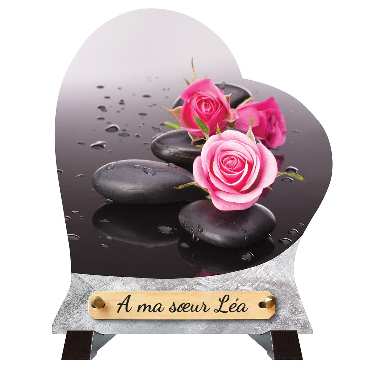 Plaque funéraire coeur en pierre de taille sculptée pour tombe - 6