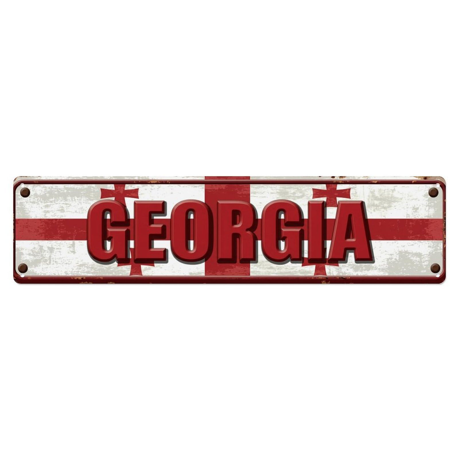 Vintage Georgia Flag Pattern Metal Tin Sign