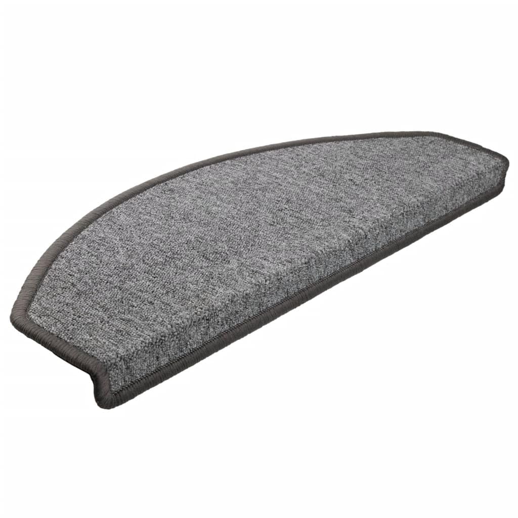 Stufenmatten 15 STK. 65x24x4 cm Dunkelgrau Halbrund, Selbstklebende Treppenstufen Matten aus PP für sicheren Halt und Schutz im Innenbereich