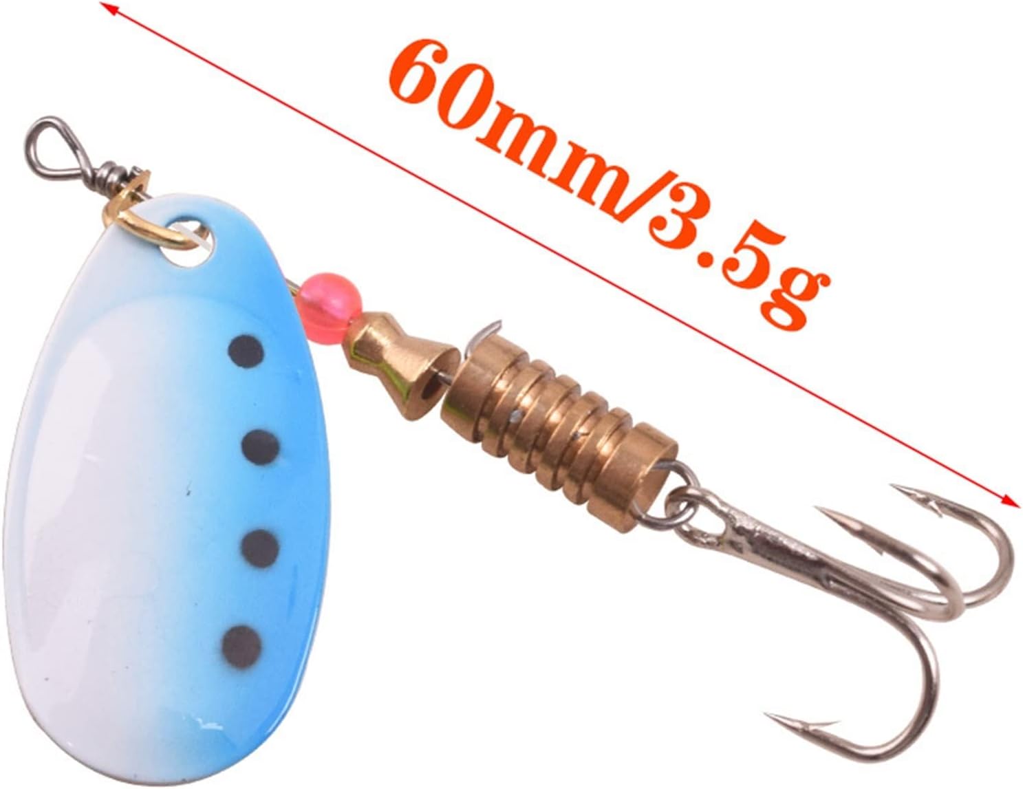 10Pcs 3.5g 5.5g Metal Rotating Spinner Fishing Lure Spoon Sequins Hard Bait with Treble Hooks Wobblers Bass Fishing Lure Freshwater Saltwater Fishing Tackle (Color : B, Size : 3.5g)