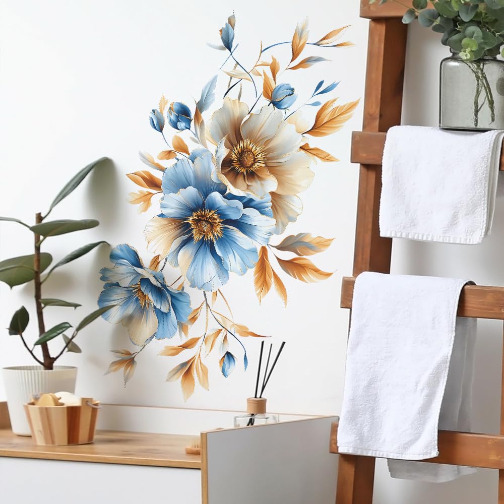 Autocollants Muraux 3D CNUSER - Décoration Murale Amovible En PVC - Motif Botanique - Pour Chambre, Salon, Bureau, Salle De Bain - Facile à Poser Et Enlever
