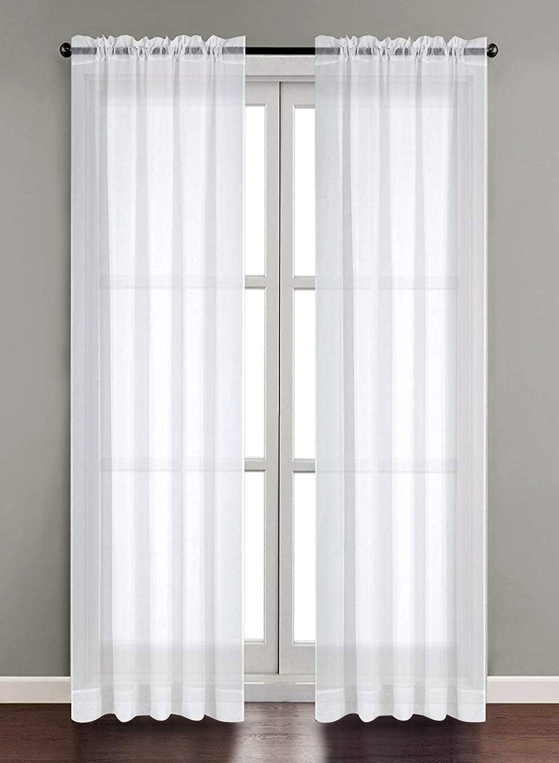 Utopia Bedding 2 Panels White Sheer Curtains Voile, W54xL84 Inches, Sheer Voile White