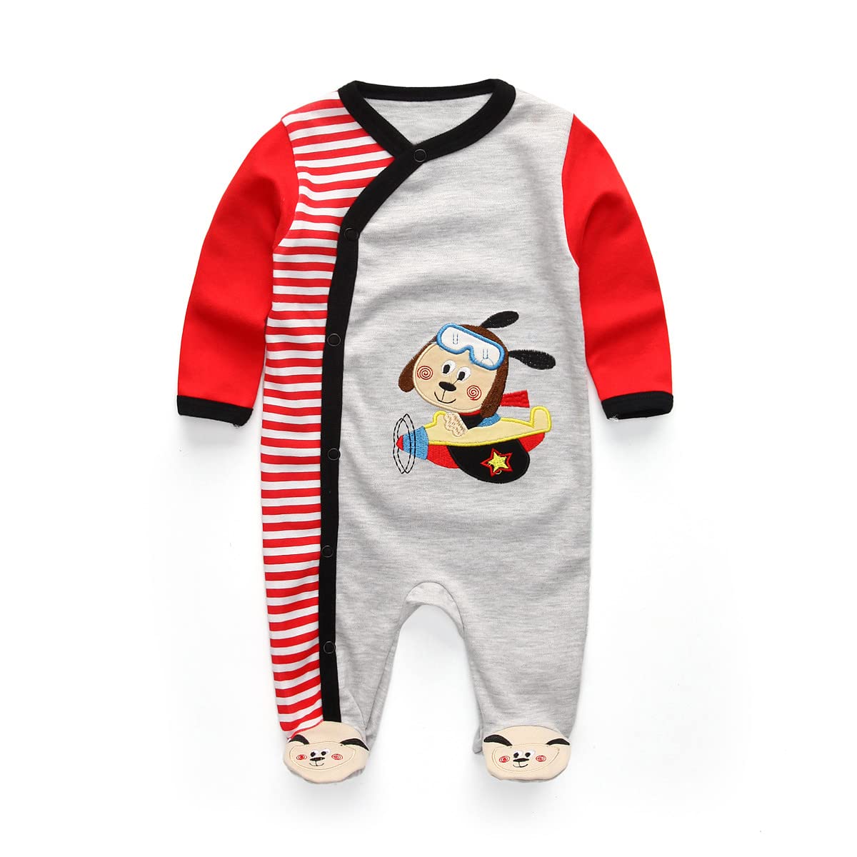 MAMIMAKA Baby Strampler Pyjama Baumwolle Overall Jungen Mädchen Schlafanzug Langarm Fußbodys Einteiler Outfits