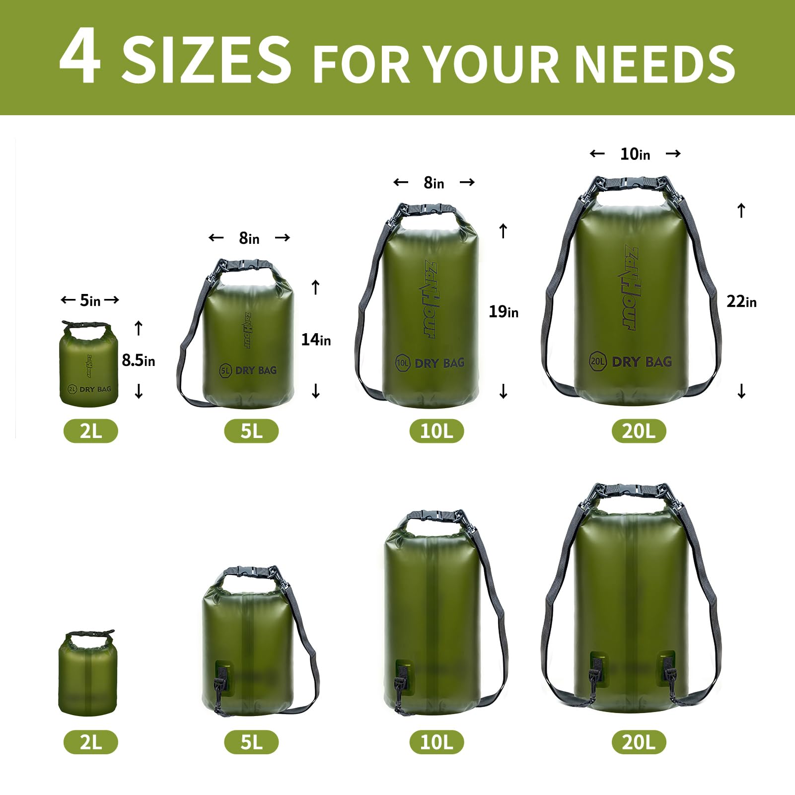 Wodoodporna torba sucha, przezroczysta torba do przechowywania, 2 l, 5 l, 10 l / 20 l, nadaje się do podróży, pływania, pływania kajakiem, biwakowania, wędkowania, deszczowych wycieczek